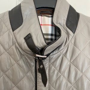 Men’s gray quilted leather jacket.